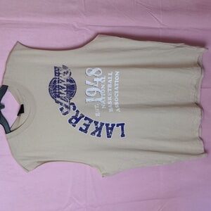 Urban Outfitters LA Lakers 1948 NBA Oversized Neutral Tan Muscle Tee size XL